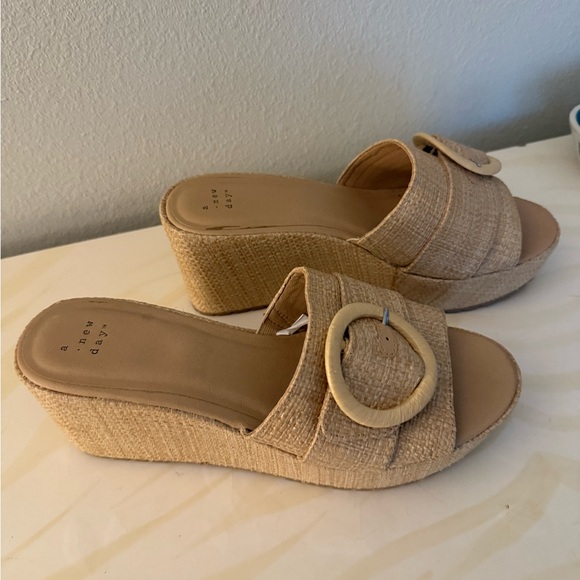 A New Day Beige Woven Wedge Sandals - Picture 2 of 2